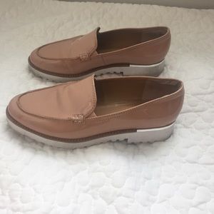 EUC Franco Sarto Patent Slip-on Loafers Nude Beige